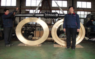 按圖加工中心距910蝸輪蝸桿副成品圖